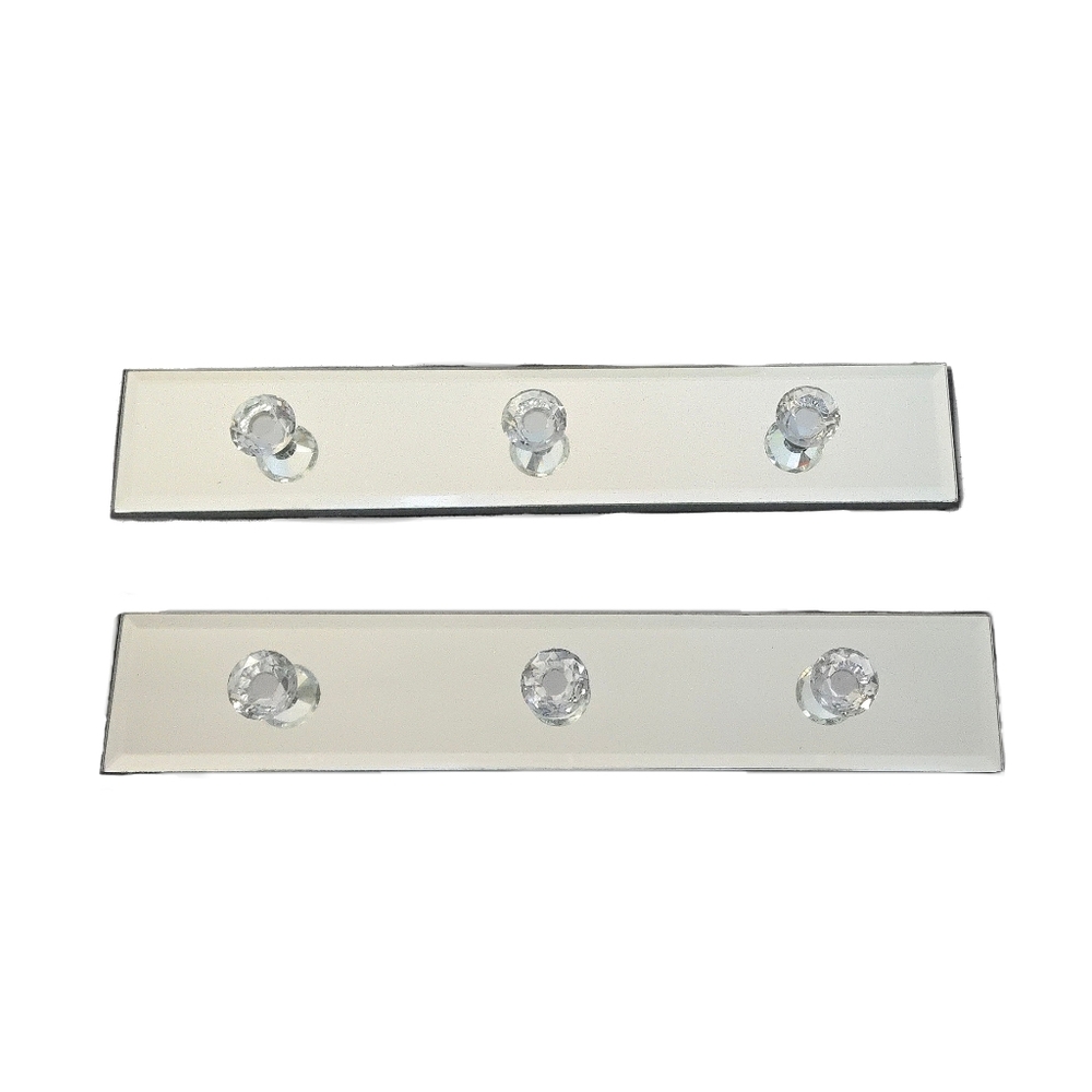 Clear Glass Mirror Wall Hooks - Elegant Crystal Accent (Set of 2)